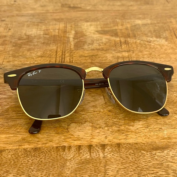Ray-Ban Clubmaster Classic Sunglasses. Tortoise/gold. UV protection. Polarized. main image 6
